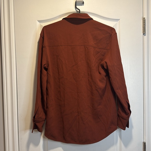 129-Aritzia Babaton Dolly Red Rust oversized  Button Down Shirt - Picture 6 of 7